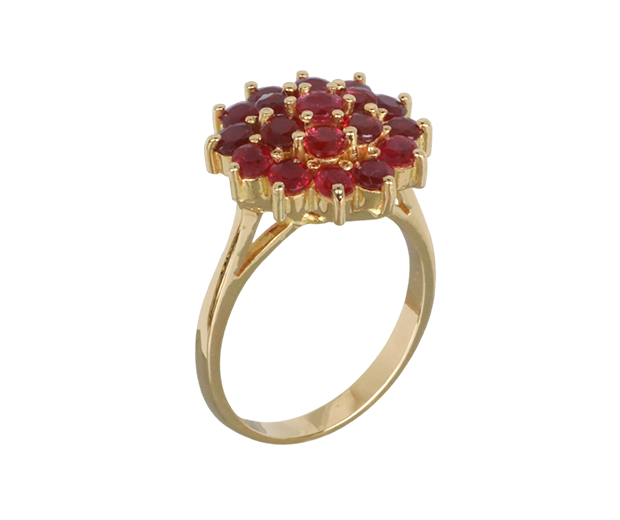 18KT GOLD RING SET WITH 19 RUBIES